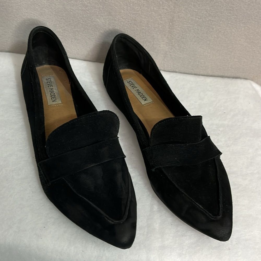 Steve Madden Womens Slip On Loafers Suede Size 10 Black - Picture 2 of 13